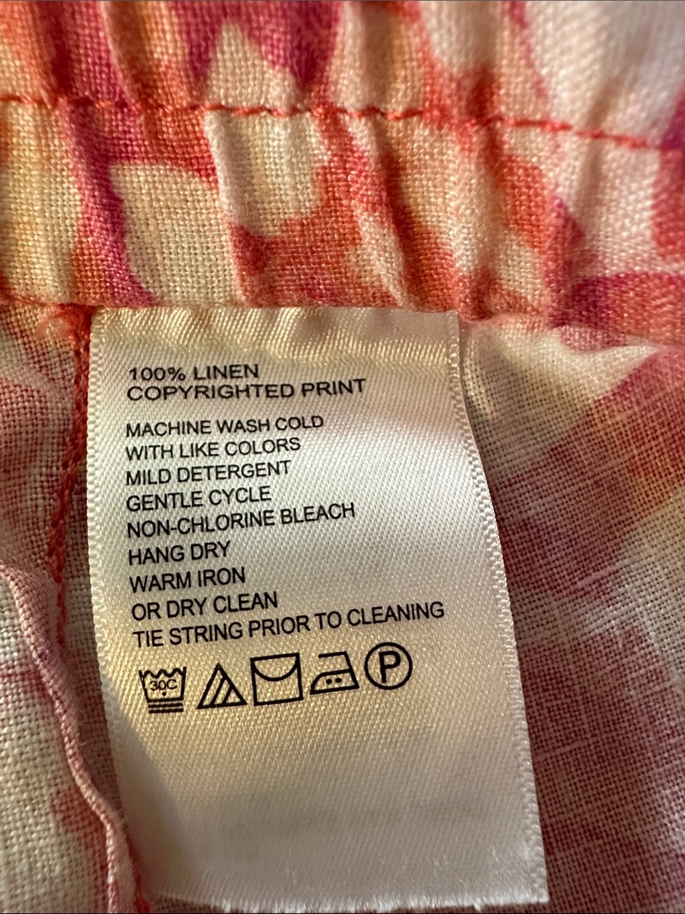 Tommy Bahama Coral Pink Tropical Drawstring Lounge Shorts, 100% Linen, S - Picture 3 of 10